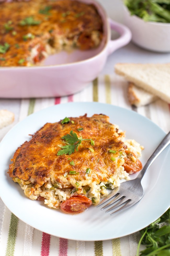 Cherry Tomato Clafoutis - Easy Cheesy Vegetarian