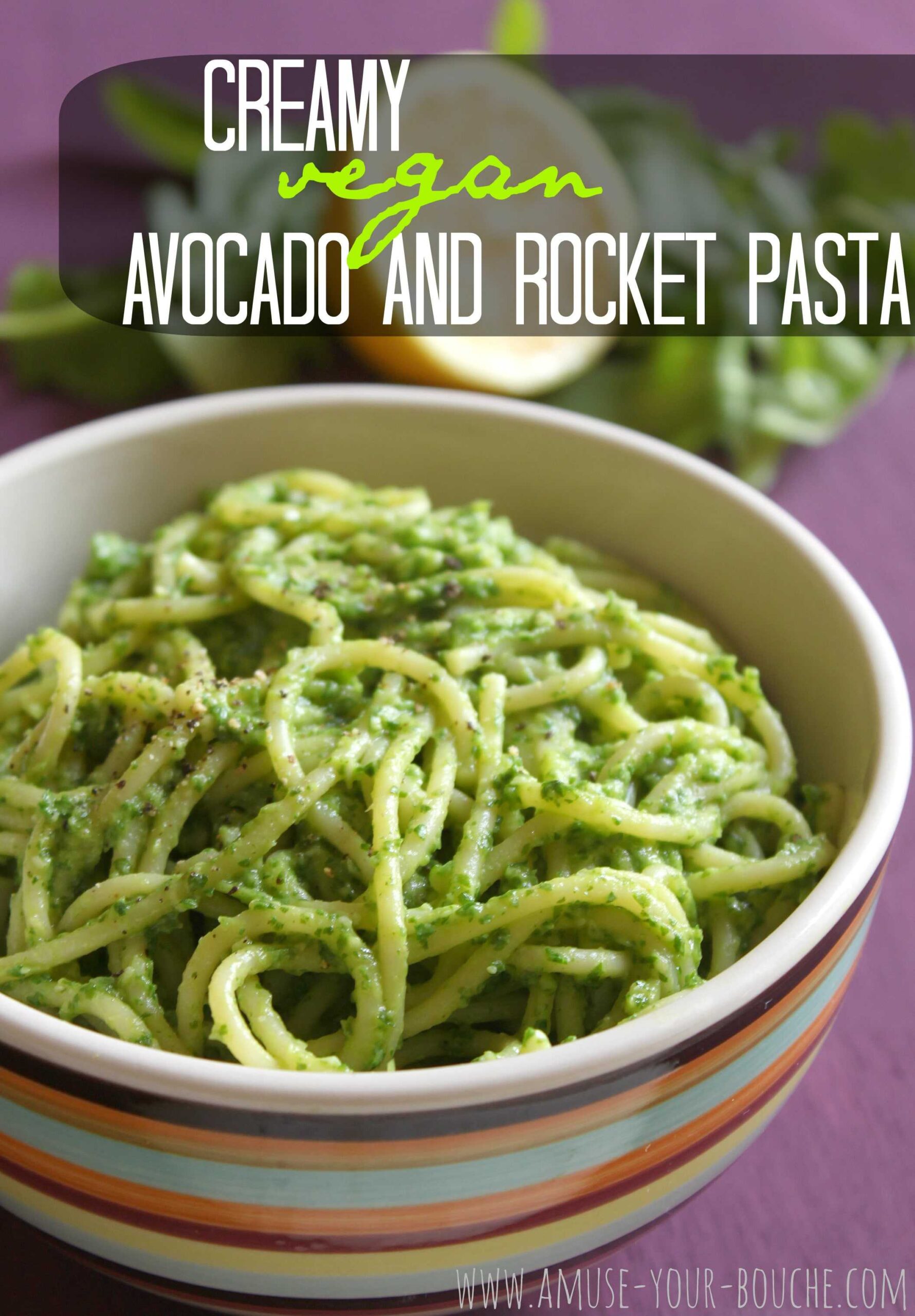 Creamy avocado and rocket pasta - Easy Cheesy Vegetarian