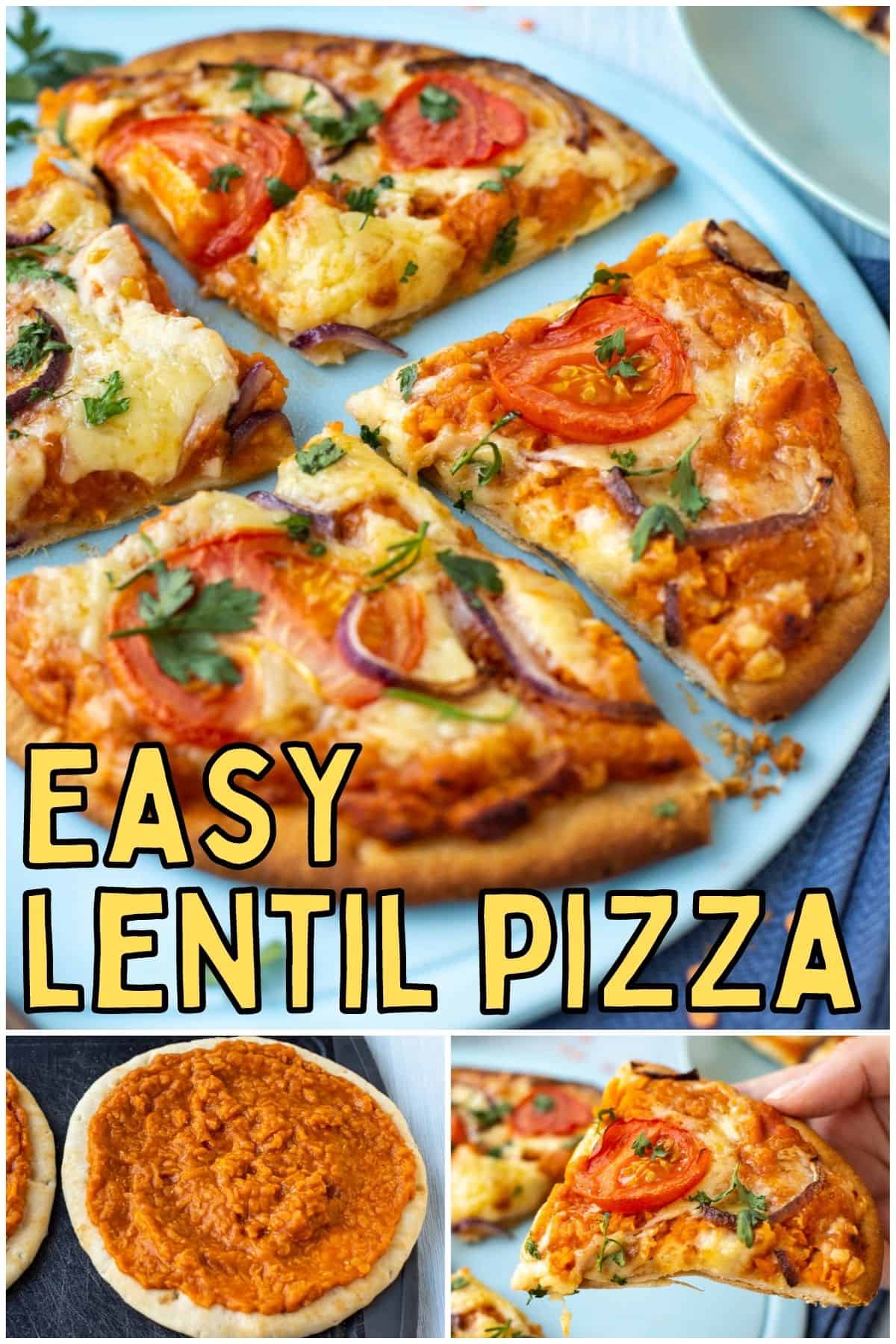 Easy Lentil Pizza (with Regular Crust) - Easy Cheesy Vegetarian