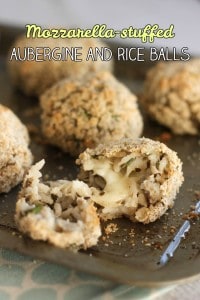 Mozzarella-stuffed aubergine and rice balls - Easy Cheesy Vegetarian