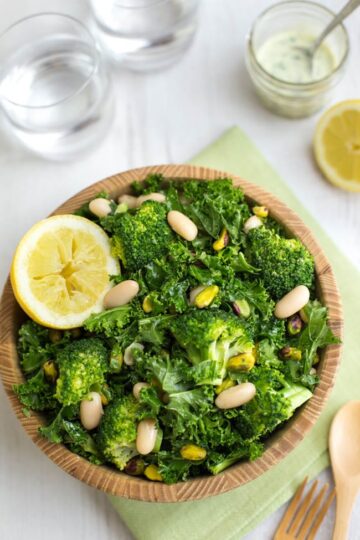 Superfood Kale Salad With Creamy Herb Dressing - Easy Cheesy Vegetarian