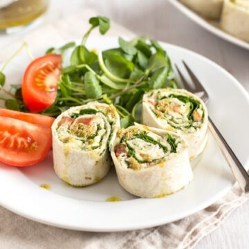 Pesto white bean tortilla roll-ups - Easy Cheesy Vegetarian