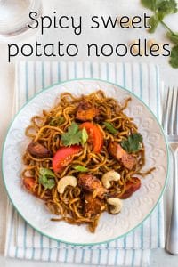 Spicy sweet potato noodles - Easy Cheesy Vegetarian