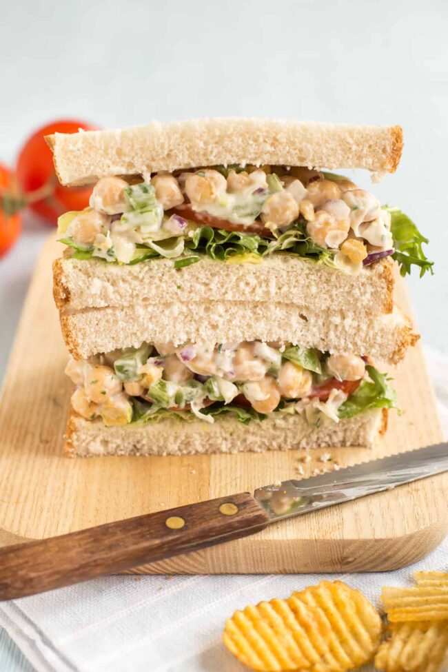 Creamy Chickpea Salad Sandwiches - Easy Cheesy Vegetarian