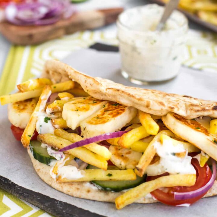 Vegetarian Doner Kebab (with halloumi cheese!) - Easy Cheesy Vegetarian