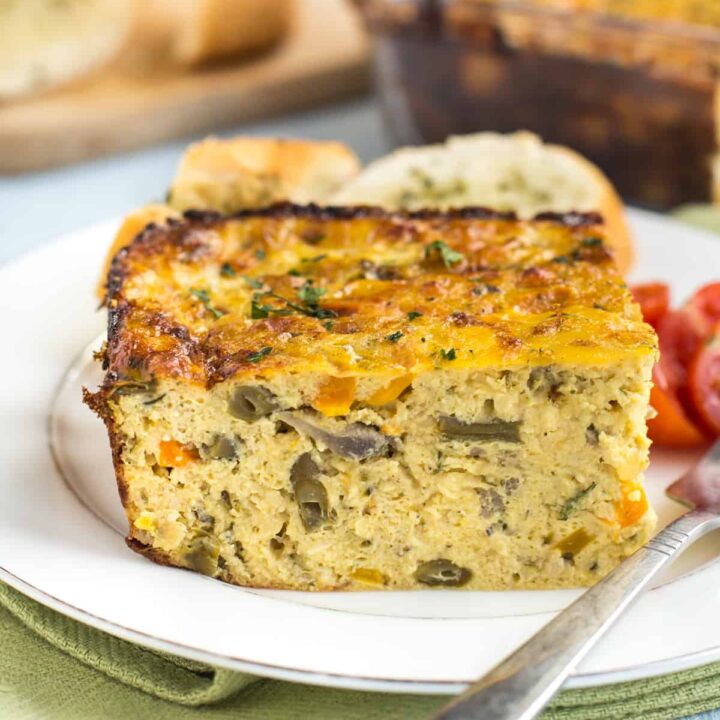 Cheesy Lentil and Veggie Slice - Easy Cheesy Vegetarian