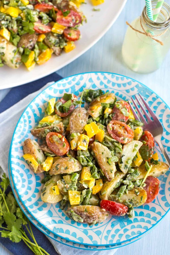 Creamy Green Bean Potato Salad - Easy Cheesy Vegetarian