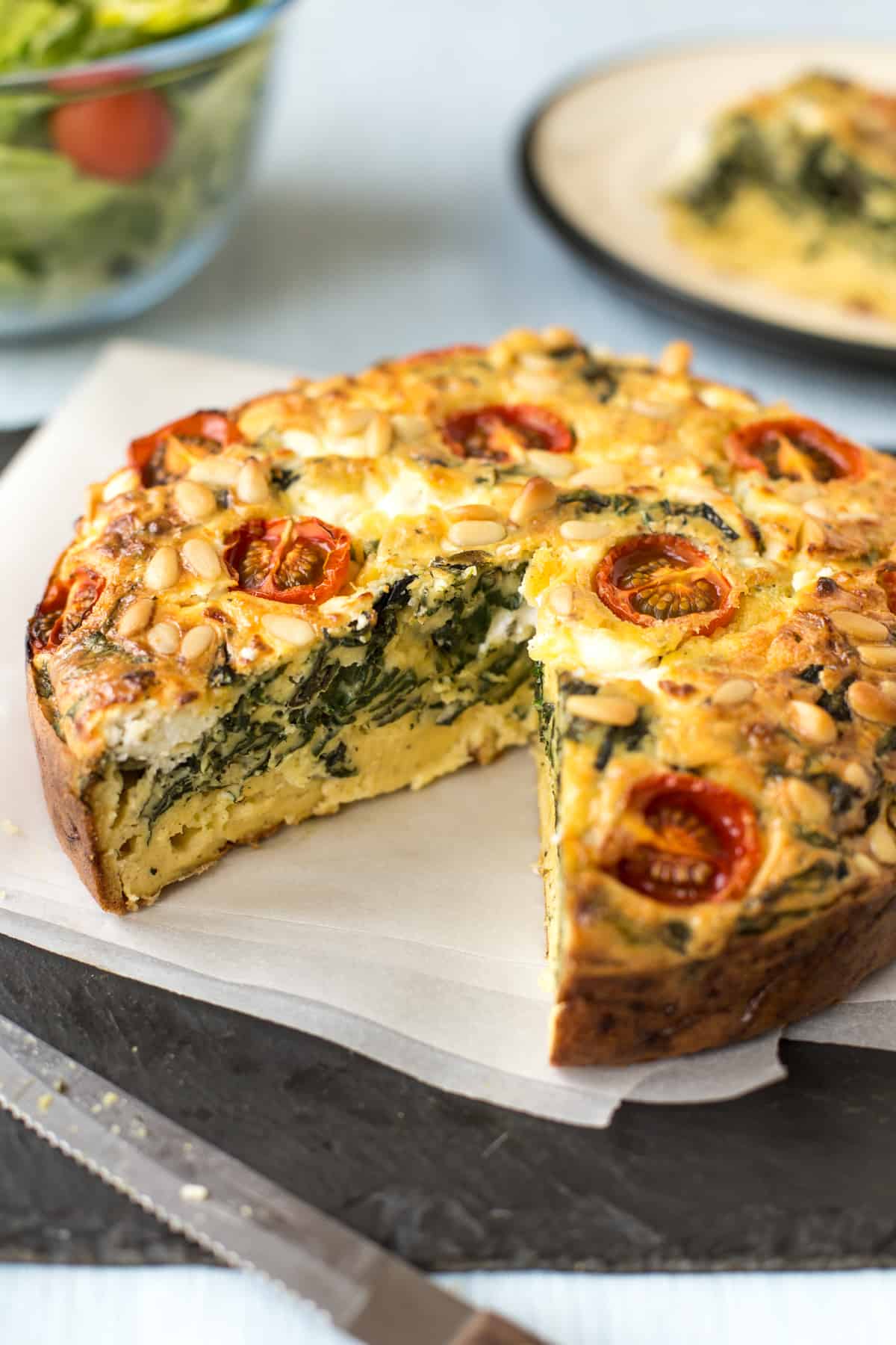 Spinach & Goat Cheese Sweet Potato Crust Quiche