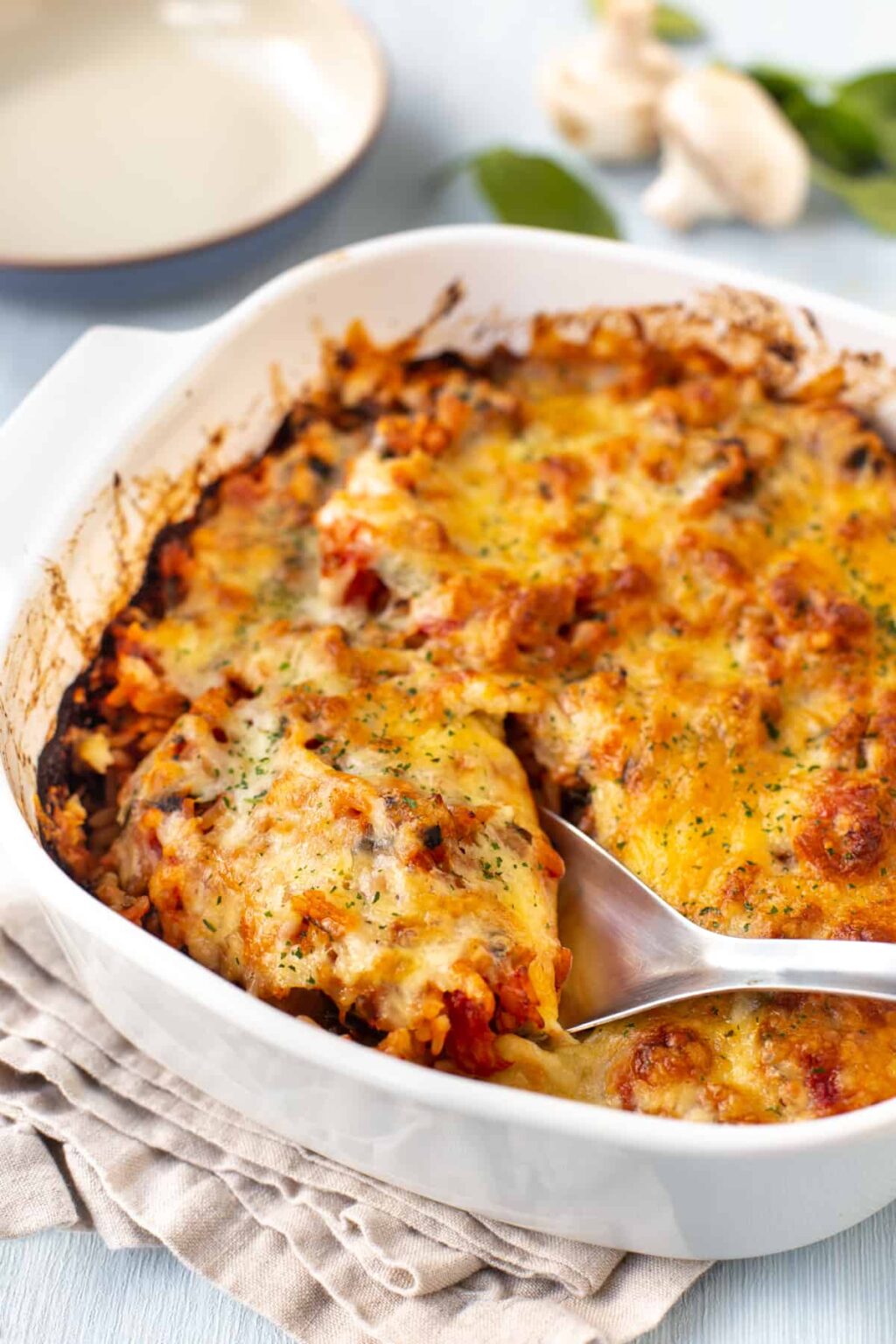 Cheesy Baked Tomato Rice - Easy Cheesy Vegetarian