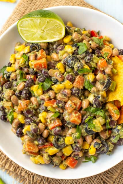 Creamy Cowboy Caviar (Vegan Bean Salad) with Avocado Dressing