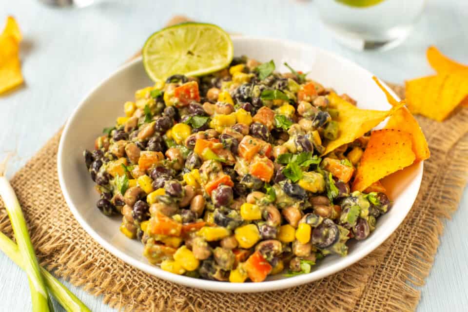 Creamy Cowboy Caviar (Vegan Bean Salad) with Avocado Dressing