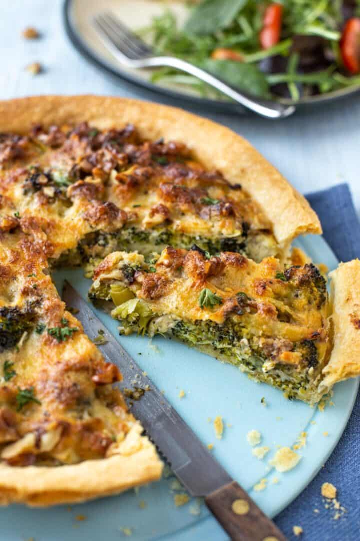 Smoked Cheese and Broccoli Tart - Easy Cheesy Vegetarian