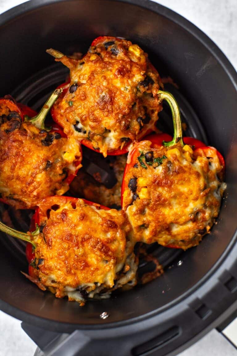 Air Fryer Stuffed Peppers - Easy Cheesy Vegetarian