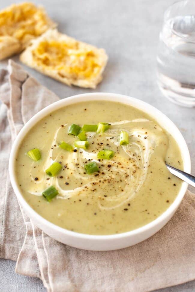 Creamy Potato and Spring Onion Soup - Easy Cheesy Vegetarian