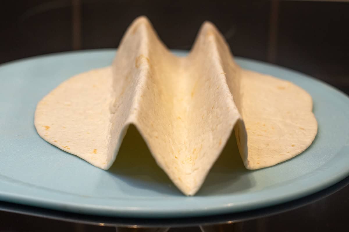 A tortilla wrap folded into zigzags.